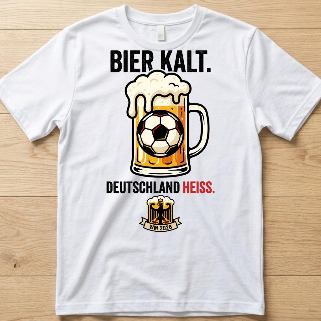 Kaltes Bier WM 2026 T-Shirt weiß Mockup