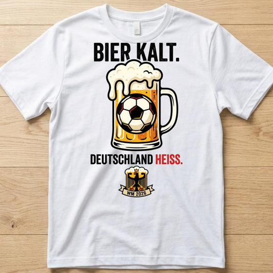 Kaltes Bier WM 2026 T-Shirt weiß Mockup