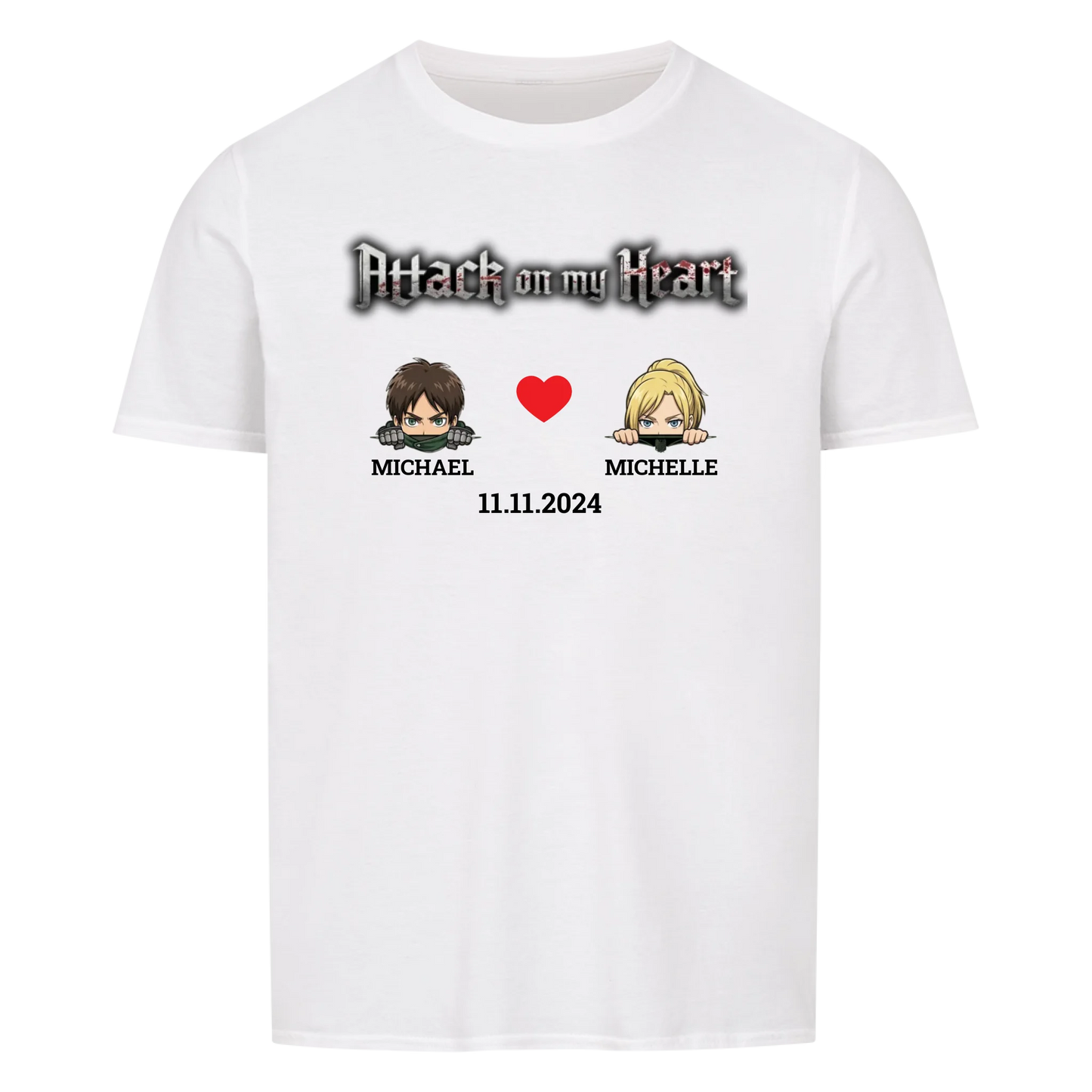 Attack on my Heart - T-Shirt (Personalisierbar mit Datum)