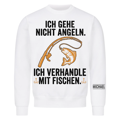 Ich verhandle mit Fischen - Lustiges Geschenk für Männer, Ehemann, Papa, Opa & Angler - Personalisiertes Shirt