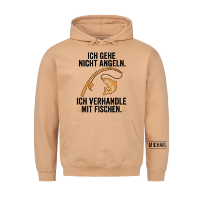 Ich verhandle mit Fischen - Lustiges Geschenk für Männer, Ehemann, Papa, Opa & Angler - Personalisiertes Shirt