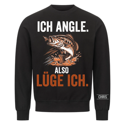 Ich angle also lüge ich - Lustiges Geschenk für Männer, Ehemann, Papa, Opa & Angler - Personalisiertes Shirt