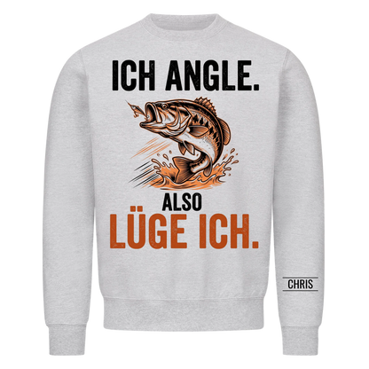 Ich angle also lüge ich - Lustiges Geschenk für Männer, Ehemann, Papa, Opa & Angler - Personalisiertes Shirt