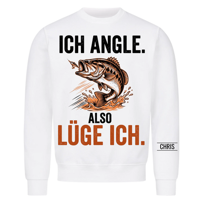 Ich angle also lüge ich - Lustiges Geschenk für Männer, Ehemann, Papa, Opa & Angler - Personalisiertes Shirt