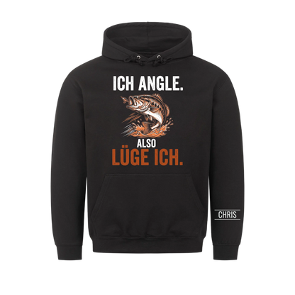 Ich angle also lüge ich - Lustiges Geschenk für Männer, Ehemann, Papa, Opa & Angler - Personalisiertes Shirt