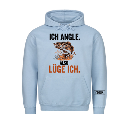 Ich angle also lüge ich - Lustiges Geschenk für Männer, Ehemann, Papa, Opa & Angler - Personalisiertes Shirt