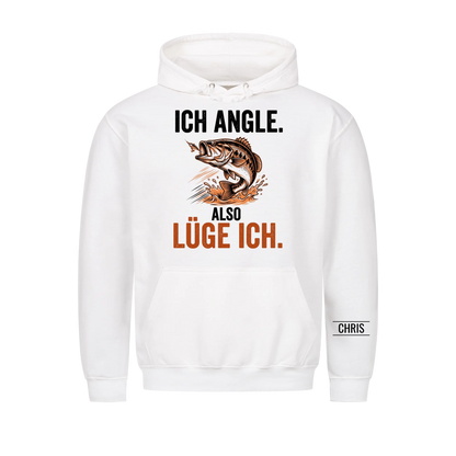 Ich angle also lüge ich - Lustiges Geschenk für Männer, Ehemann, Papa, Opa & Angler - Personalisiertes Shirt