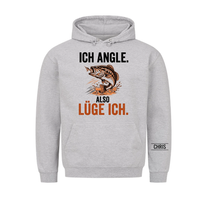 Ich angle also lüge ich - Lustiges Geschenk für Männer, Ehemann, Papa, Opa & Angler - Personalisiertes Shirt