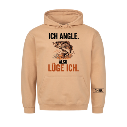 Ich angle also lüge ich - Lustiges Geschenk für Männer, Ehemann, Papa, Opa & Angler - Personalisiertes Shirt