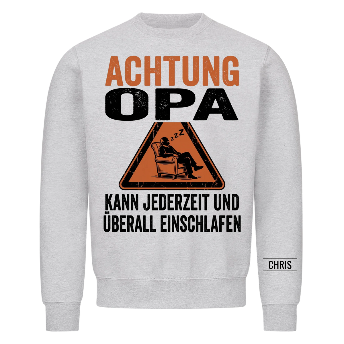 Achtung Opa Kann jederzeit und überall einschlafen - Lustiges Geschenk für Opa, Opi & Großvater - Personalisiertes Shirt