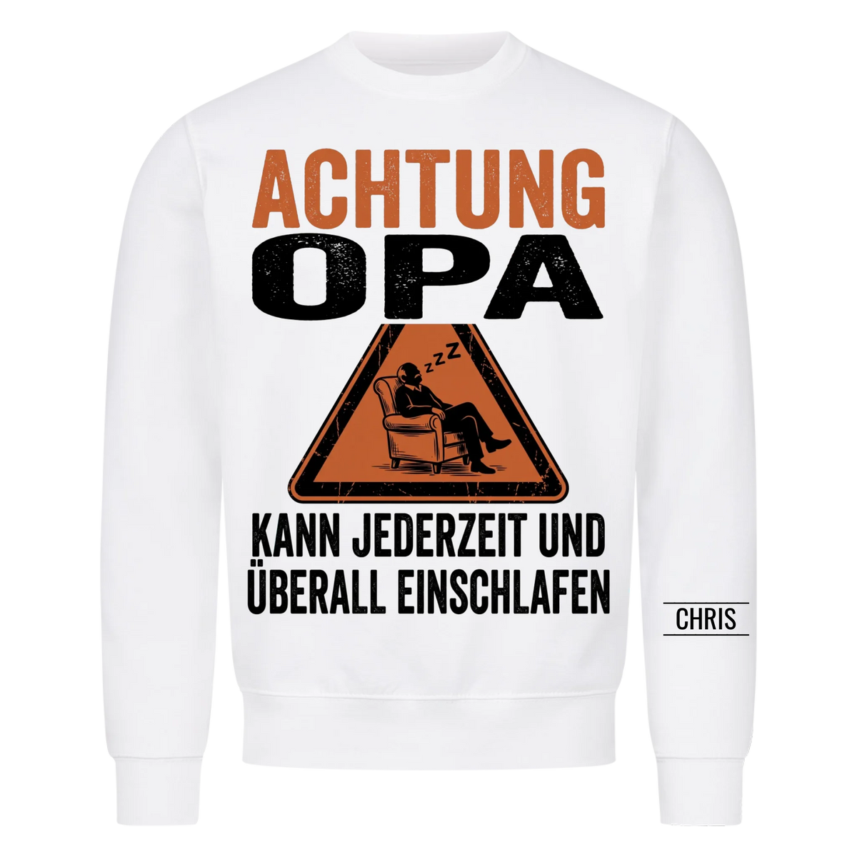 Achtung Opa Kann jederzeit und überall einschlafen - Lustiges Geschenk für Opa, Opi & Großvater - Personalisiertes Shirt