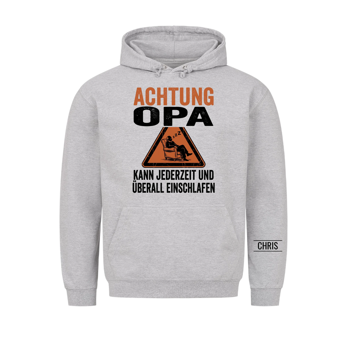 Achtung Opa Kann jederzeit und überall einschlafen - Lustiges Geschenk für Opa, Opi & Großvater - Personalisiertes Shirt