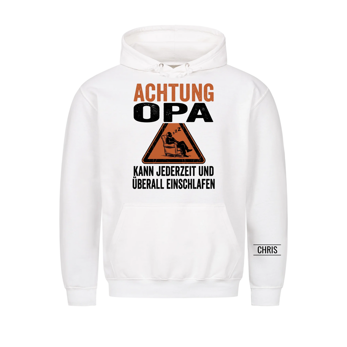 Achtung Opa Kann jederzeit und überall einschlafen - Lustiges Geschenk für Opa, Opi & Großvater - Personalisiertes Shirt