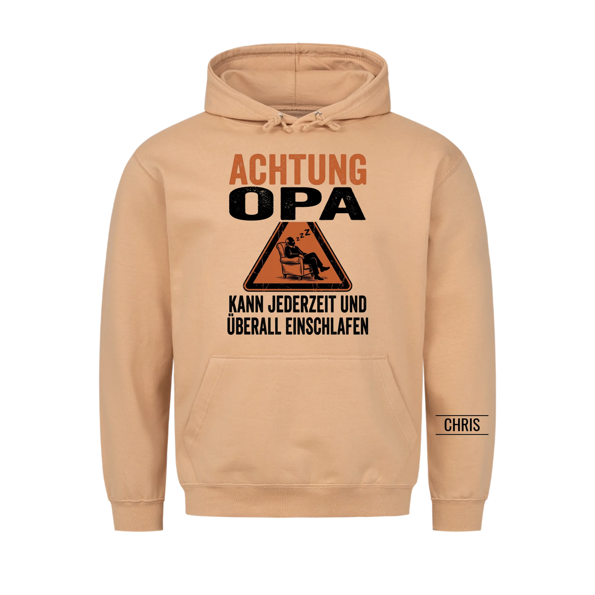Achtung Opa Kann jederzeit und überall einschlafen - Lustiges Geschenk für Opa, Opi & Großvater - Personalisiertes Shirt