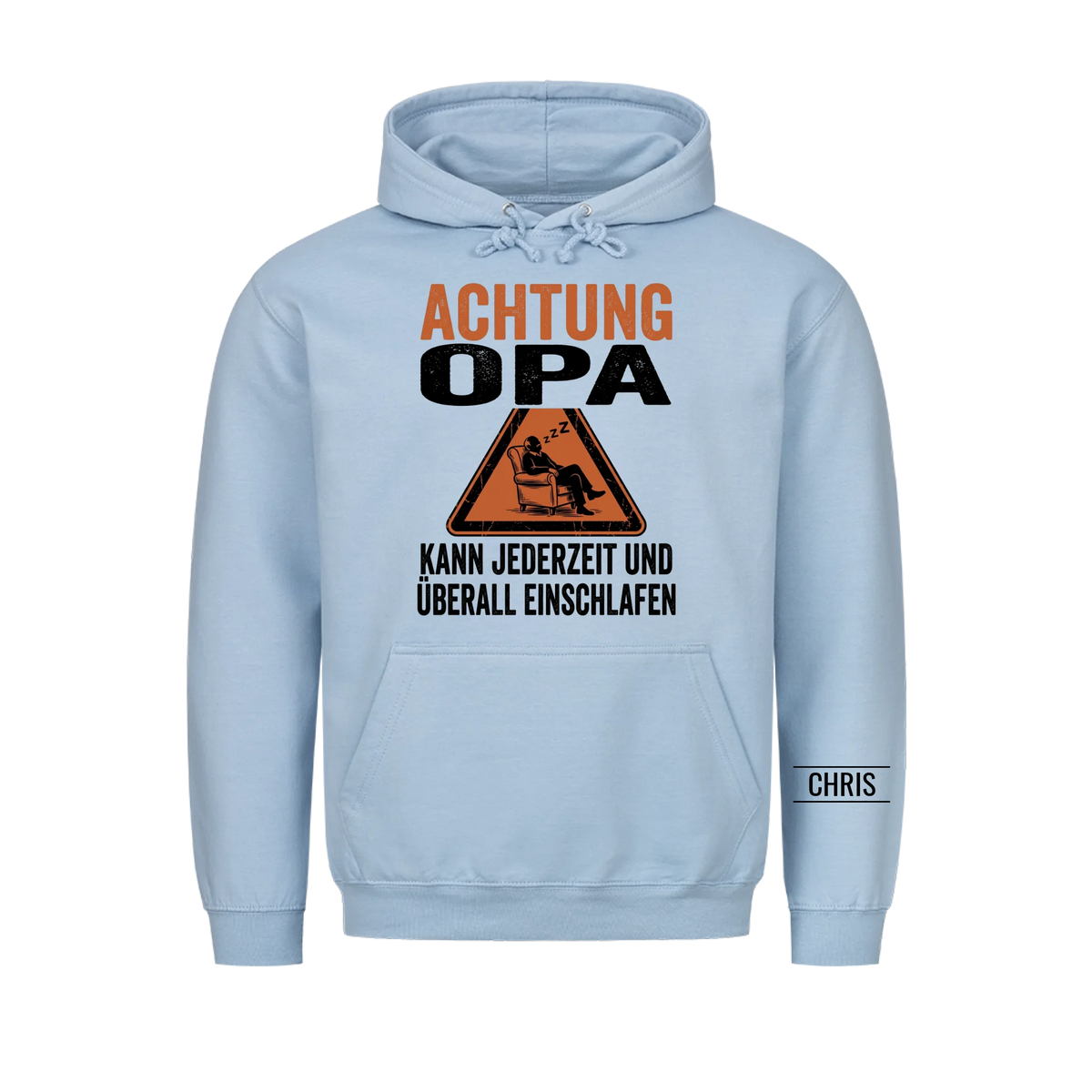 Achtung Opa Kann jederzeit und überall einschlafen - Lustiges Geschenk für Opa, Opi & Großvater - Personalisiertes Shirt
