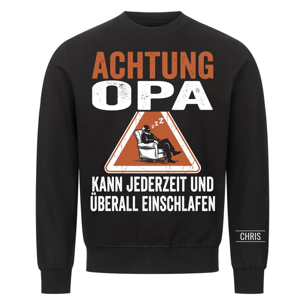 Achtung Opa Kann jederzeit und überall einschlafen - Lustiges Geschenk für Opa, Opi & Großvater - Personalisiertes Shirt