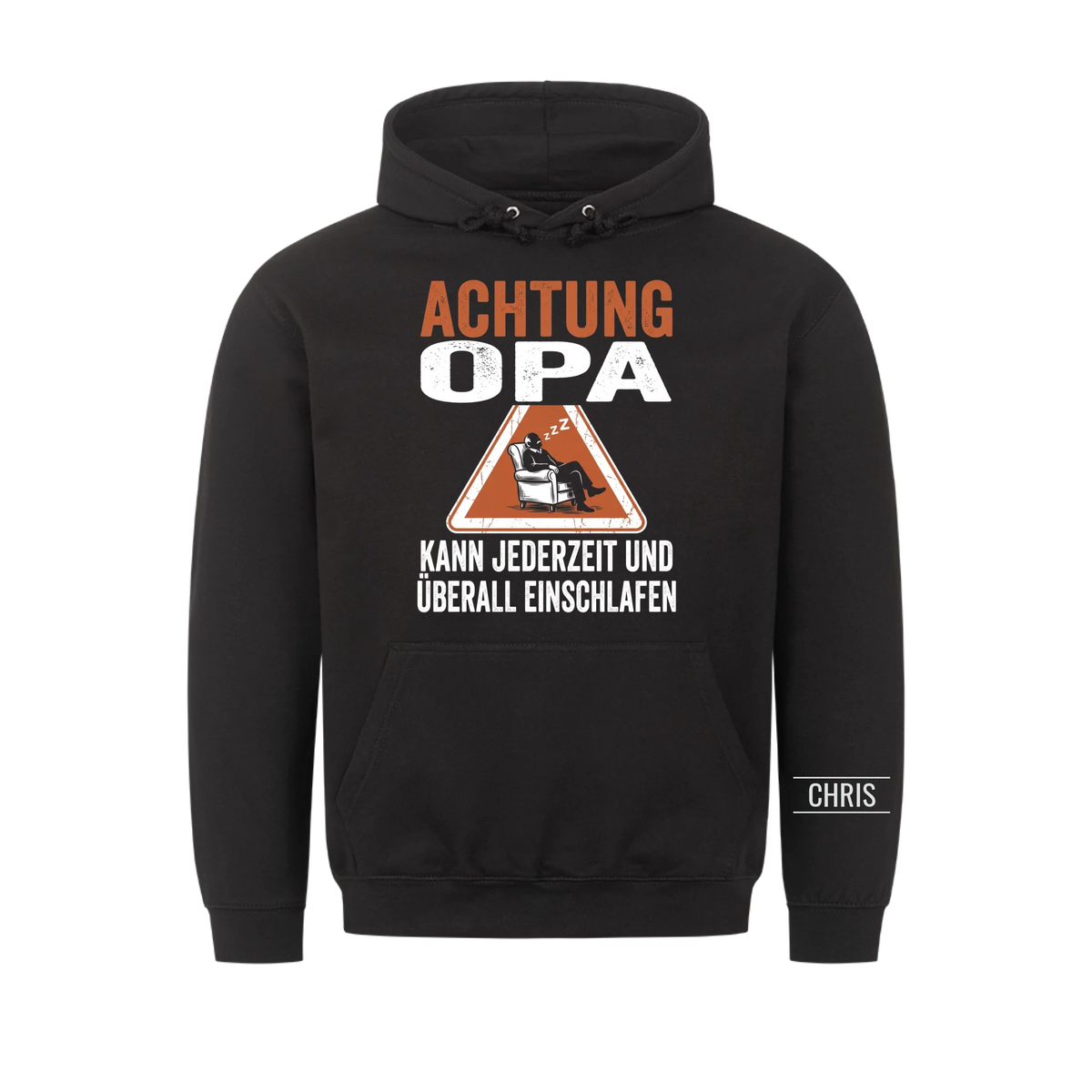 Achtung Opa Kann jederzeit und überall einschlafen - Lustiges Geschenk für Opa, Opi & Großvater - Personalisiertes Shirt