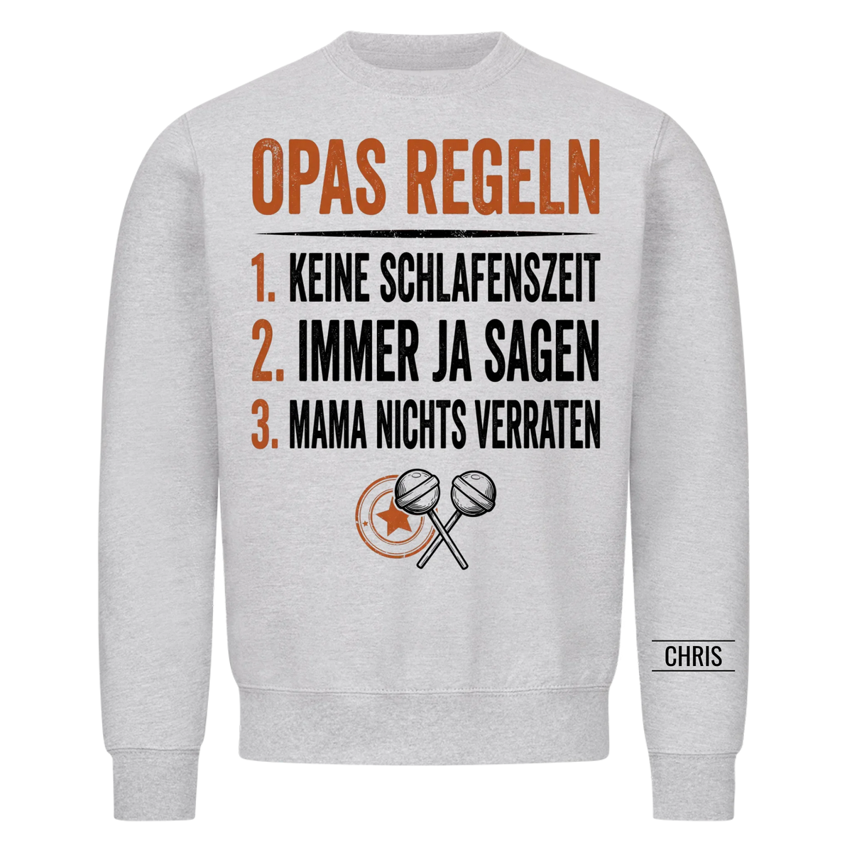 Opas Regeln Keine Schlafenszeit Die Antwort ist immer Ja - Lustiges Geschenk für Opa, Opi & Großvater - Personalisiertes Shirt