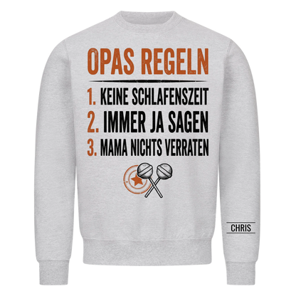 Opas Regeln Keine Schlafenszeit Die Antwort ist immer Ja - Lustiges Geschenk für Opa, Opi & Großvater - Personalisiertes Shirt