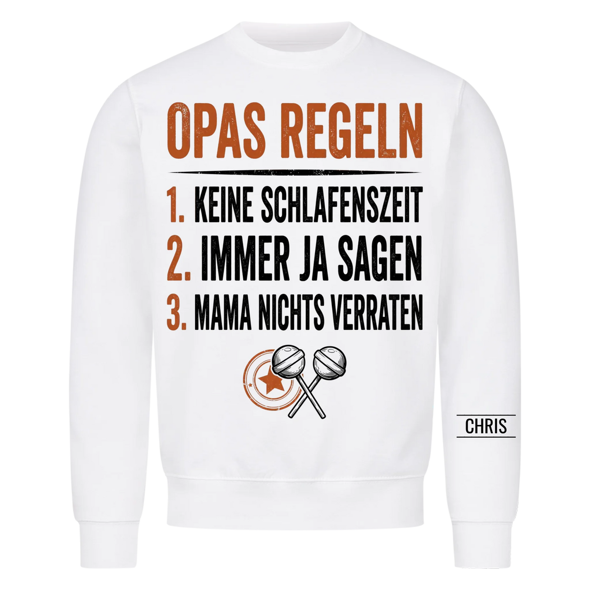 Opas Regeln Keine Schlafenszeit Die Antwort ist immer Ja - Lustiges Geschenk für Opa, Opi & Großvater - Personalisiertes Shirt