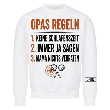 Opas Regeln Keine Schlafenszeit Die Antwort ist immer Ja - Lustiges Geschenk für Opa, Opi & Großvater - Personalisiertes Shirt