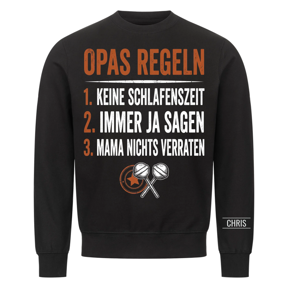 Opas Regeln Keine Schlafenszeit Die Antwort ist immer Ja - Lustiges Geschenk für Opa, Opi & Großvater - Personalisiertes Shirt