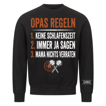 Opas Regeln Keine Schlafenszeit Die Antwort ist immer Ja - Lustiges Geschenk für Opa, Opi & Großvater - Personalisiertes Shirt