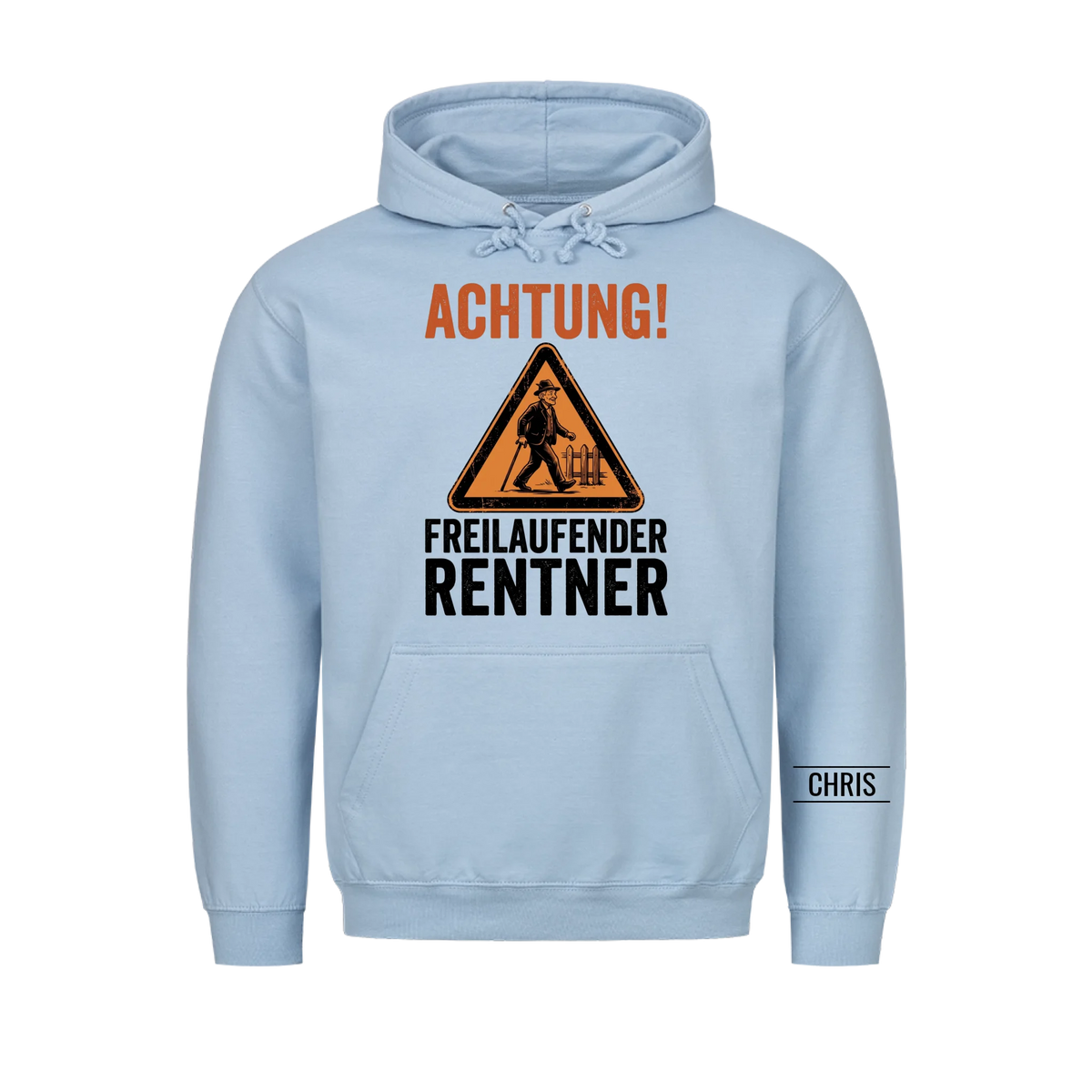 Achtung Freilaufender Rentner - Lustiges Geschenk zur Rente für Männer, Papa & Opa - Personalisiertes Shirt
