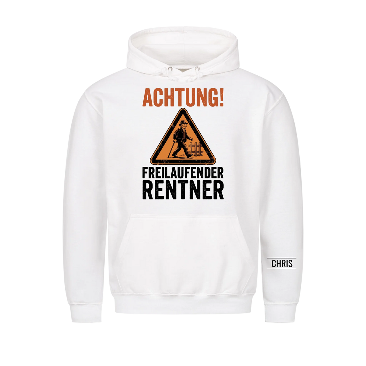 Achtung Freilaufender Rentner - Lustiges Geschenk zur Rente für Männer, Papa & Opa - Personalisiertes Shirt