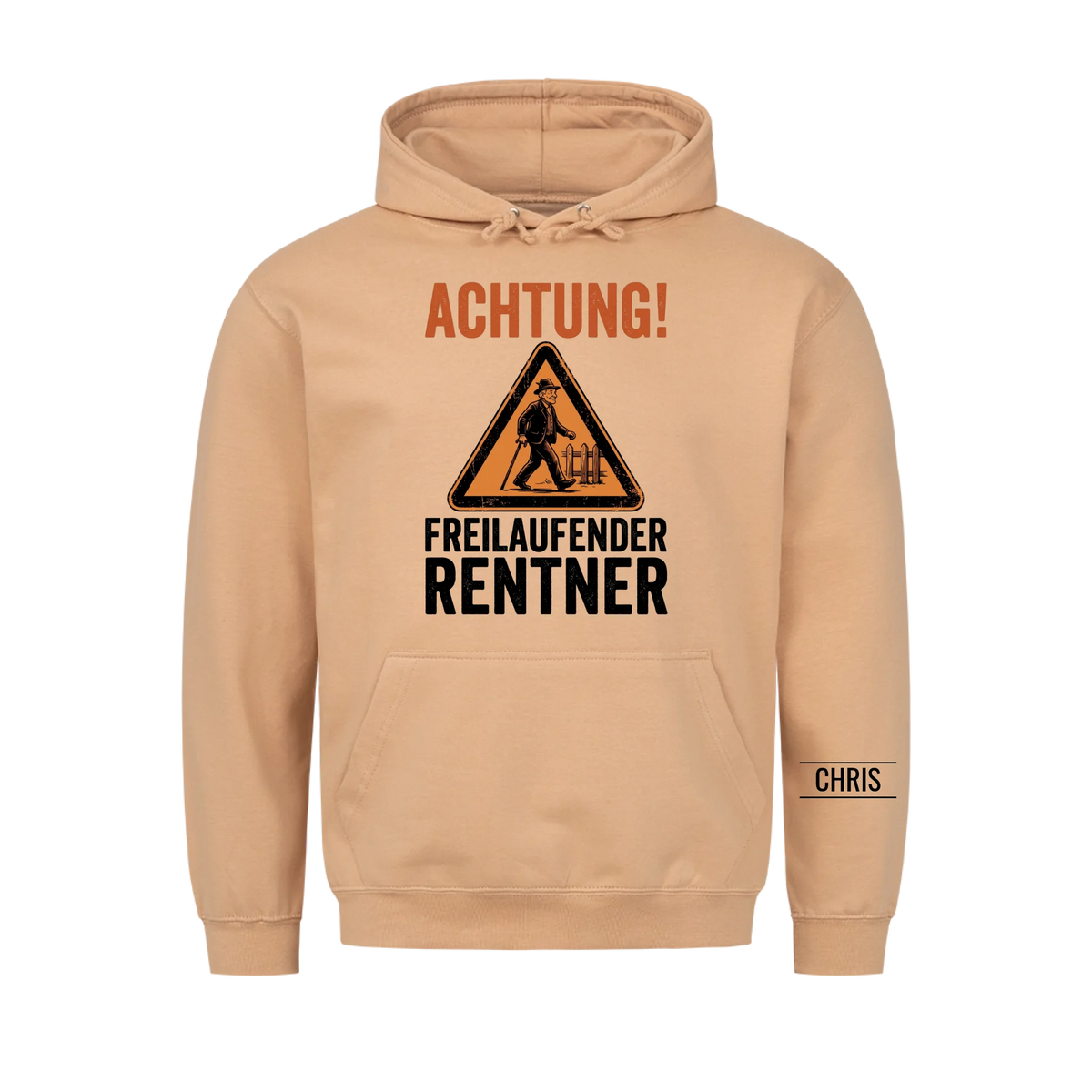 Achtung Freilaufender Rentner - Lustiges Geschenk zur Rente für Männer, Papa & Opa - Personalisiertes Shirt