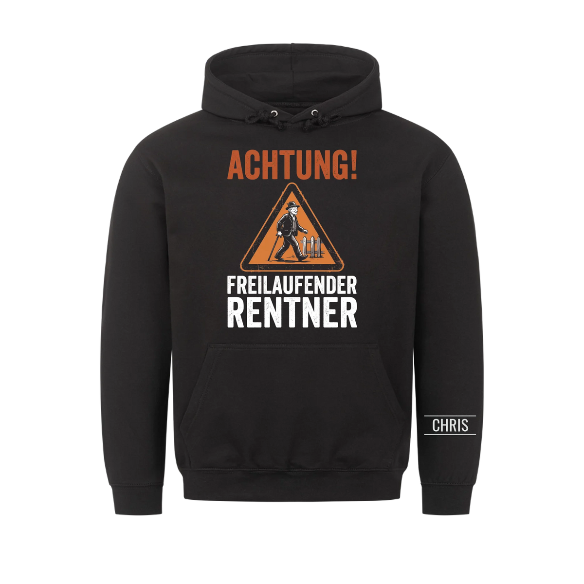 Achtung Freilaufender Rentner - Lustiges Geschenk zur Rente für Männer, Papa & Opa - Personalisiertes Shirt