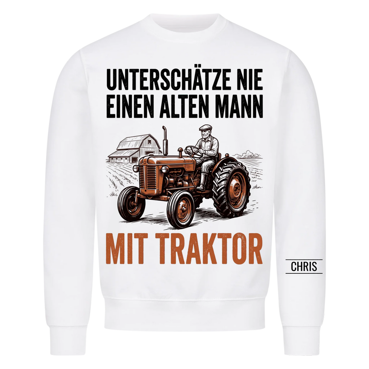Unterschätze nie einen alten Mann mit Traktor - Lustiges Geschenk für Landwirt, Papa & Opa - Personalisiertes Shirt
