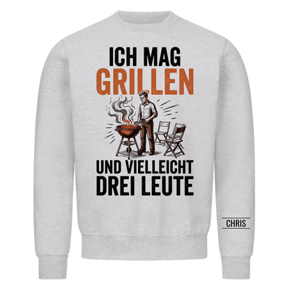 Ich mag Grillen und vielleicht drei Leute - Lustiges Geschenk für Grillmeister, Männer, Papa & Opa - Personalisiertes Shirt