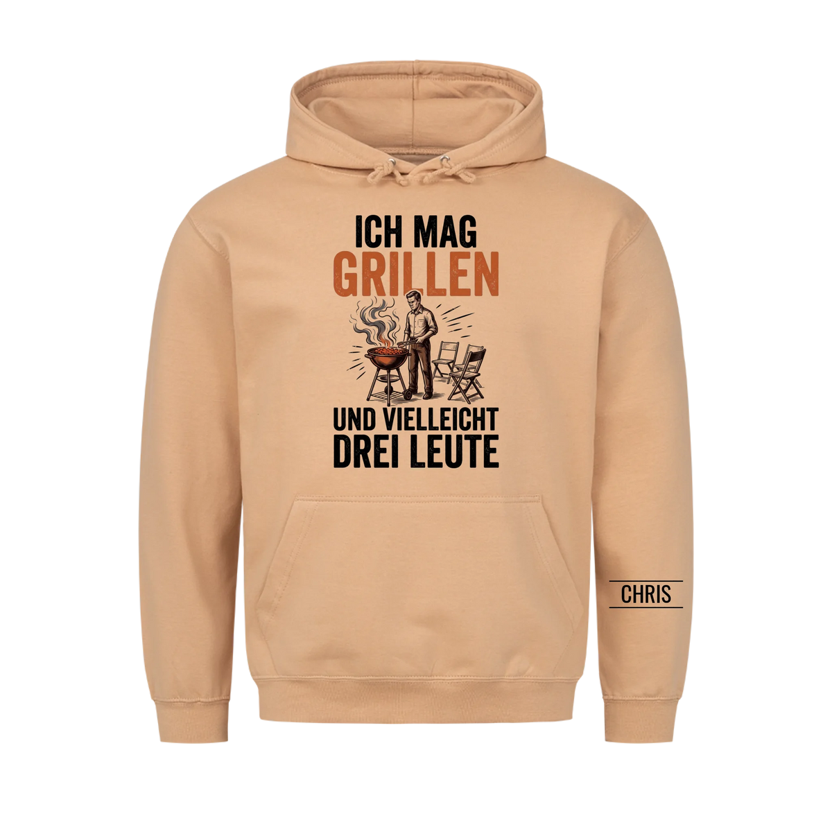 Ich mag Grillen und vielleicht drei Leute - Lustiges Geschenk für Grillmeister, Männer, Papa & Opa - Personalisiertes Shirt