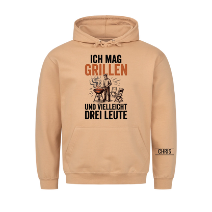 Ich mag Grillen und vielleicht drei Leute - Lustiges Geschenk für Grillmeister, Männer, Papa & Opa - Personalisiertes Shirt
