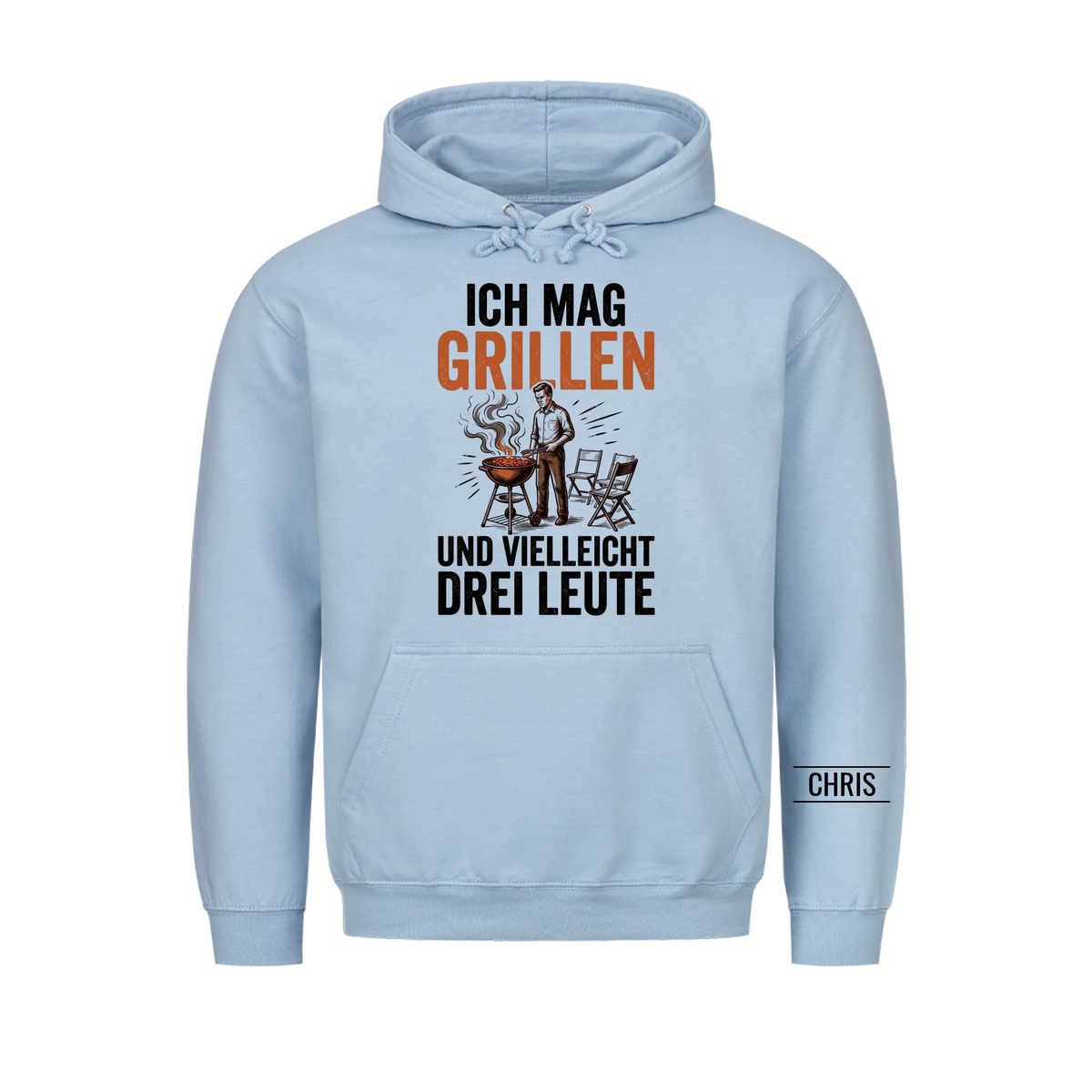 Ich mag Grillen und vielleicht drei Leute - Lustiges Geschenk für Grillmeister, Männer, Papa & Opa - Personalisiertes Shirt