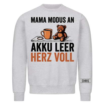 Mama Modus an Akku leer Herz voll - Geschenk für Mama zum Muttertag - Personalisiertes Shirt