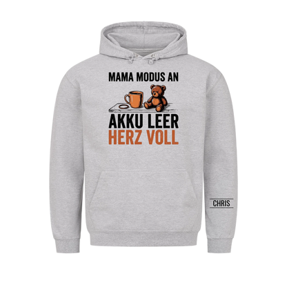 Mama Modus an Akku leer Herz voll - Geschenk für Mama zum Muttertag - Personalisiertes Shirt