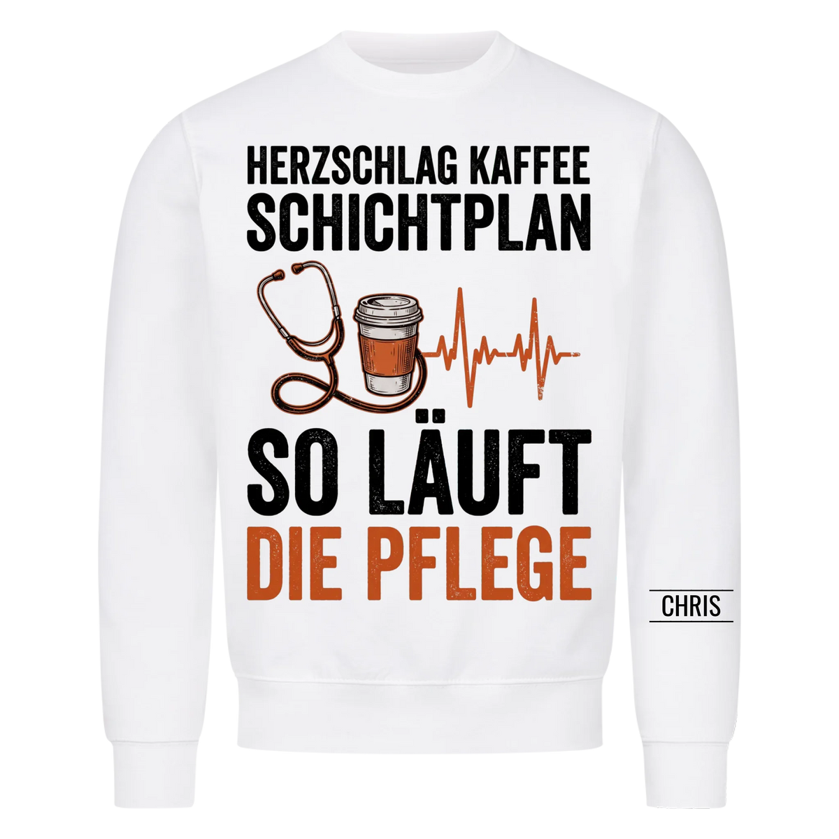Herzschlag Kaffee Schichtplan So läuft die Pflege - Geschenk für Pflegekräfte & Krankenschwestern - Personalisiertes Shirt
