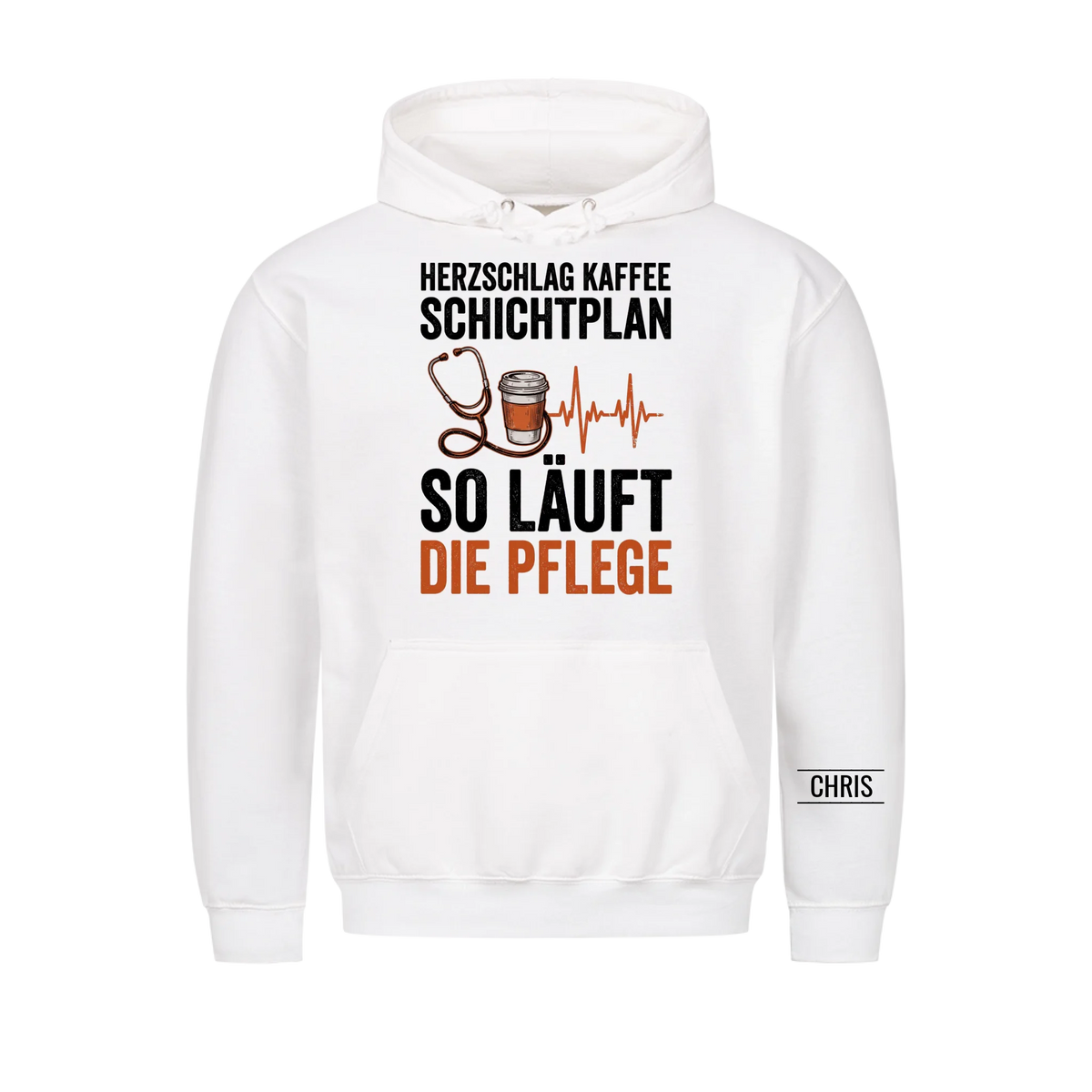 Herzschlag Kaffee Schichtplan So läuft die Pflege - Geschenk für Pflegekräfte & Krankenschwestern - Personalisiertes Shirt