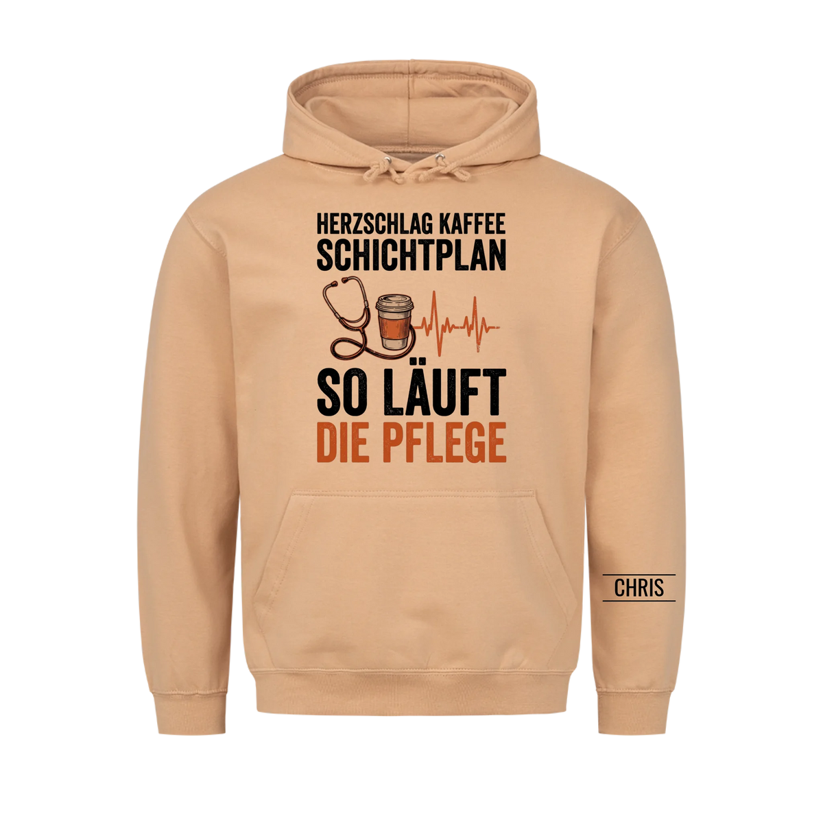 Herzschlag Kaffee Schichtplan So läuft die Pflege - Geschenk für Pflegekräfte & Krankenschwestern - Personalisiertes Shirt