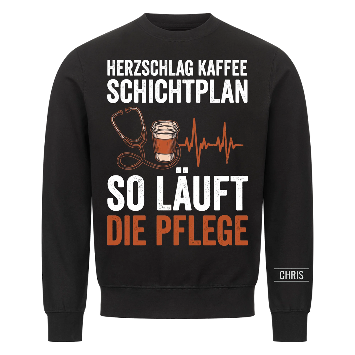 Herzschlag Kaffee Schichtplan So läuft die Pflege - Geschenk für Pflegekräfte & Krankenschwestern - Personalisiertes Shirt