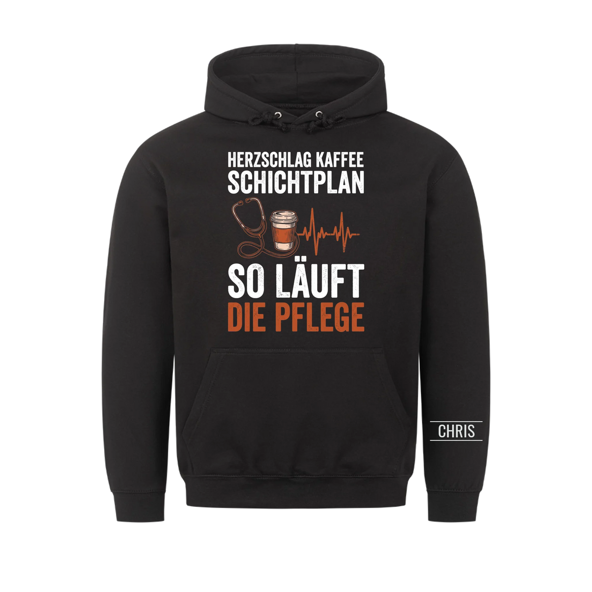 Herzschlag Kaffee Schichtplan So läuft die Pflege - Geschenk für Pflegekräfte & Krankenschwestern - Personalisiertes Shirt
