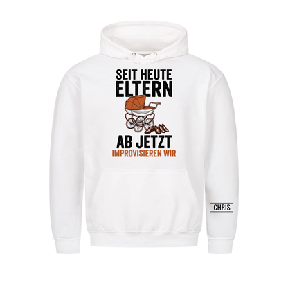 Seit heute Eltern Ab jetzt improvisieren wir - Geschenk zur Geburt für frisch gebackene Eltern - Personalisiertes Shirt