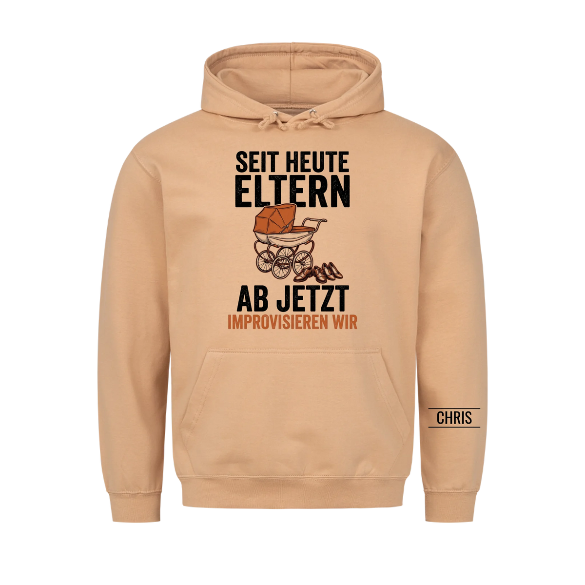 Seit heute Eltern Ab jetzt improvisieren wir - Geschenk zur Geburt für frisch gebackene Eltern - Personalisiertes Shirt