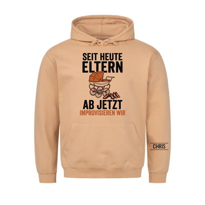 Seit heute Eltern Ab jetzt improvisieren wir - Geschenk zur Geburt für frisch gebackene Eltern - Personalisiertes Shirt