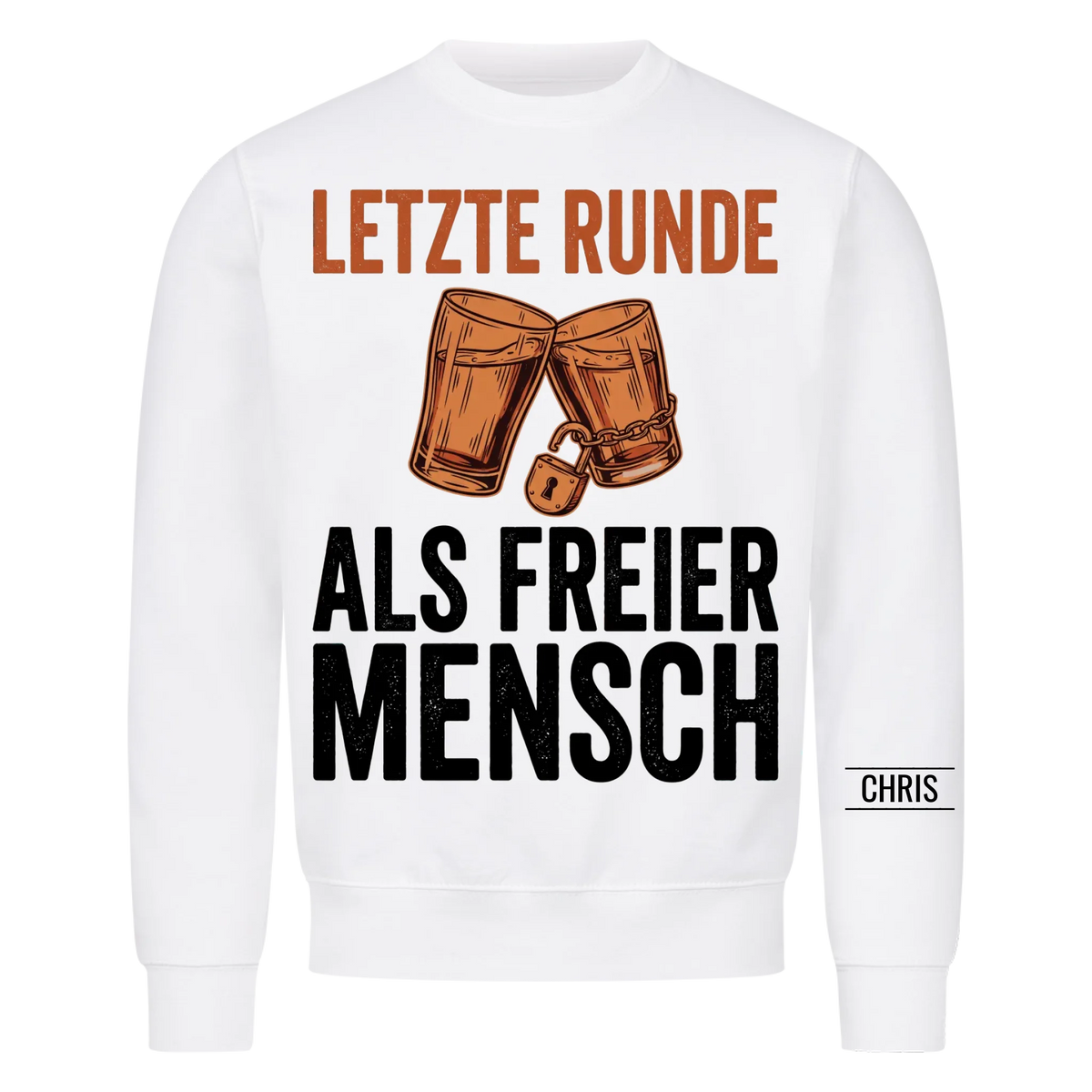 Letzte Runde als freier Mensch - Geschenk zum Junggesellenabschied & JGA - Personalisiertes Shirt
