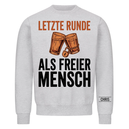 Letzte Runde als freier Mensch - Geschenk zum Junggesellenabschied & JGA - Personalisiertes Shirt