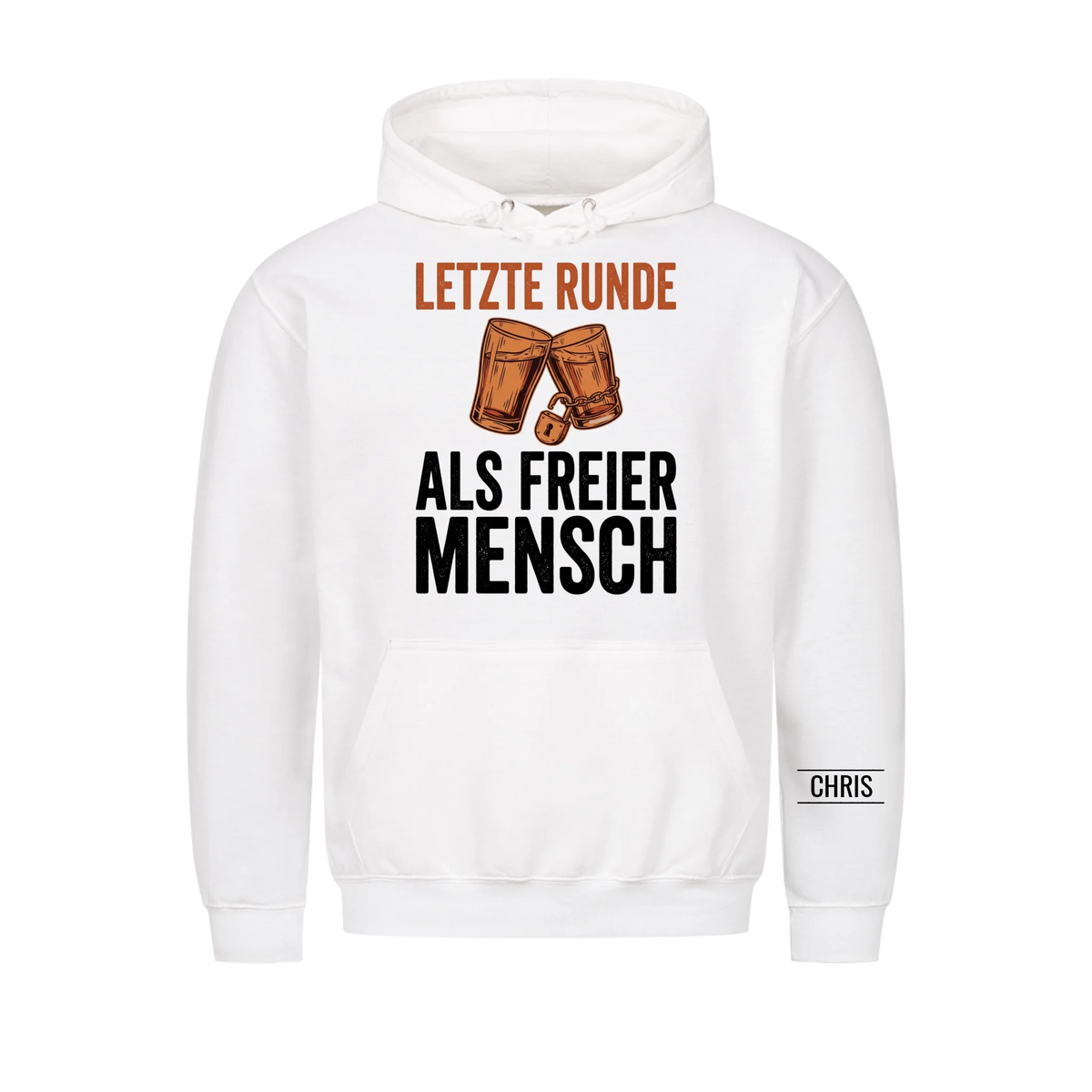 Letzte Runde als freier Mensch - Geschenk zum Junggesellenabschied & JGA - Personalisiertes Shirt