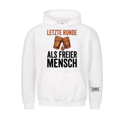 Letzte Runde als freier Mensch - Geschenk zum Junggesellenabschied & JGA - Personalisiertes Shirt